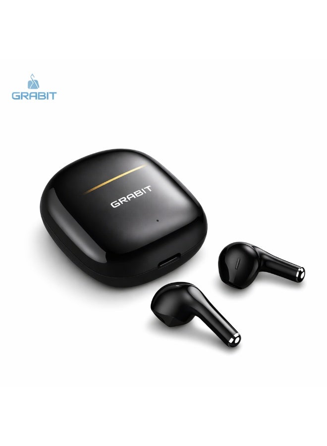 GRABIT G-TUNES MINI 2 True Wireless Earbuds (Black) with Touch Control, 13mm Dynamic Drivers, Silicone Mic for Clear Calls, Up to 5H Playtime, 300mAh Type-C Charging Case & Comfortable Fit - Image 1